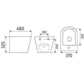 Биде CeramaLux 2342MB подвесное черное